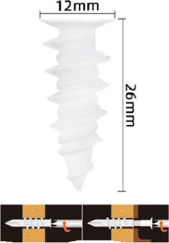 SET 12 PEZZI TASSELLI IN PLASTICA TASSELLO FISCHER FISSAGGIO VITI 12X26MM 57183 - 2