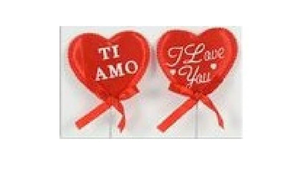 SET 9 SPILLONI CUORI CON FIOCCO I LOVE YOU TI AMO DEDICA SAN VALENTINO 6,5X19X1 - 3