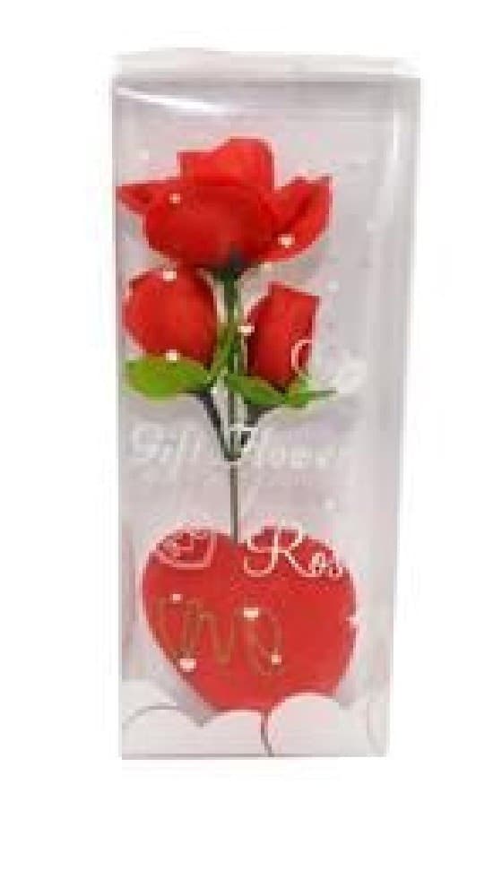ROSA ROSSA ARTIFICIALE CON CUORE ORSETTO BOX REGALO PER SAN VALENTINO 3 MOD ASS - 4
