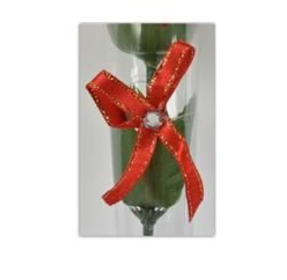 SET 12 PZ ROSE ROSA ROSSA FIORE CON DIAMANTINO FIOCCO 36CM REGALO SAN VALENTINO - 5