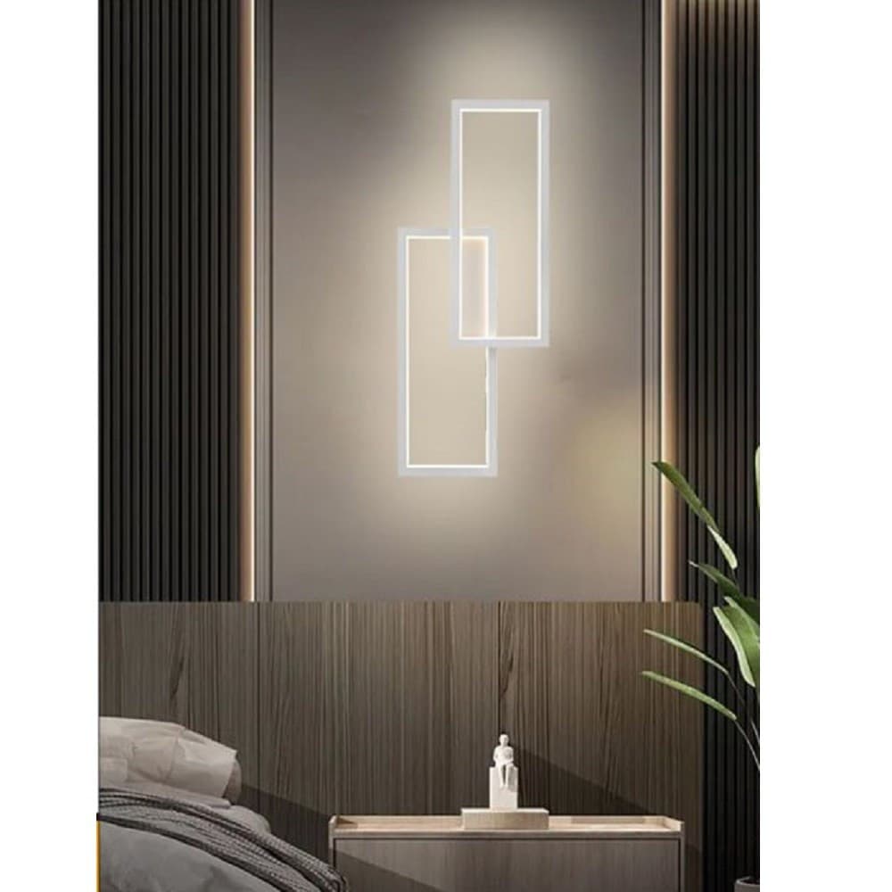APPLIQUE LED DA PARETE 32W 2 RETTANGOLI APERTI LUCE CALDA FREDDA NATURALE AQ25-B - 6