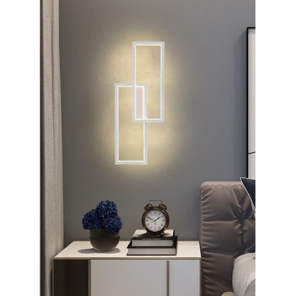 APPLIQUE LED DA PARETE 32W 2 RETTANGOLI APERTI LUCE CALDA FREDDA NATURALE AQ25-B - 8