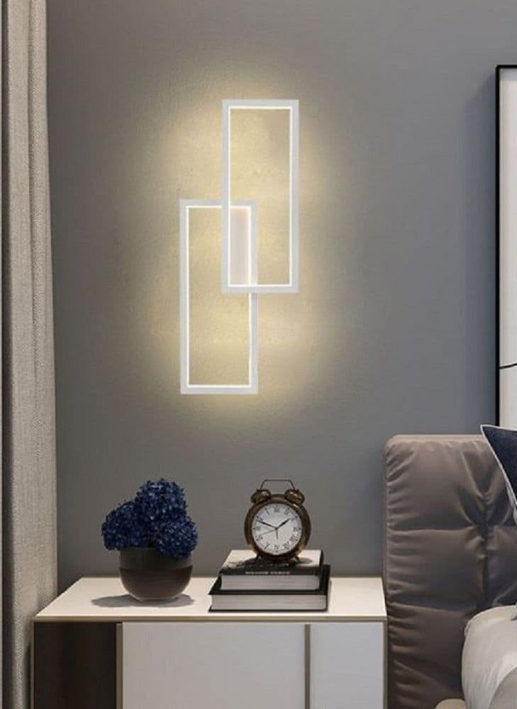 APPLIQUE LED DA PARETE 32W 2 RETTANGOLI APERTI LUCE CALDA FREDDA NATURALE AQ25-B - 4