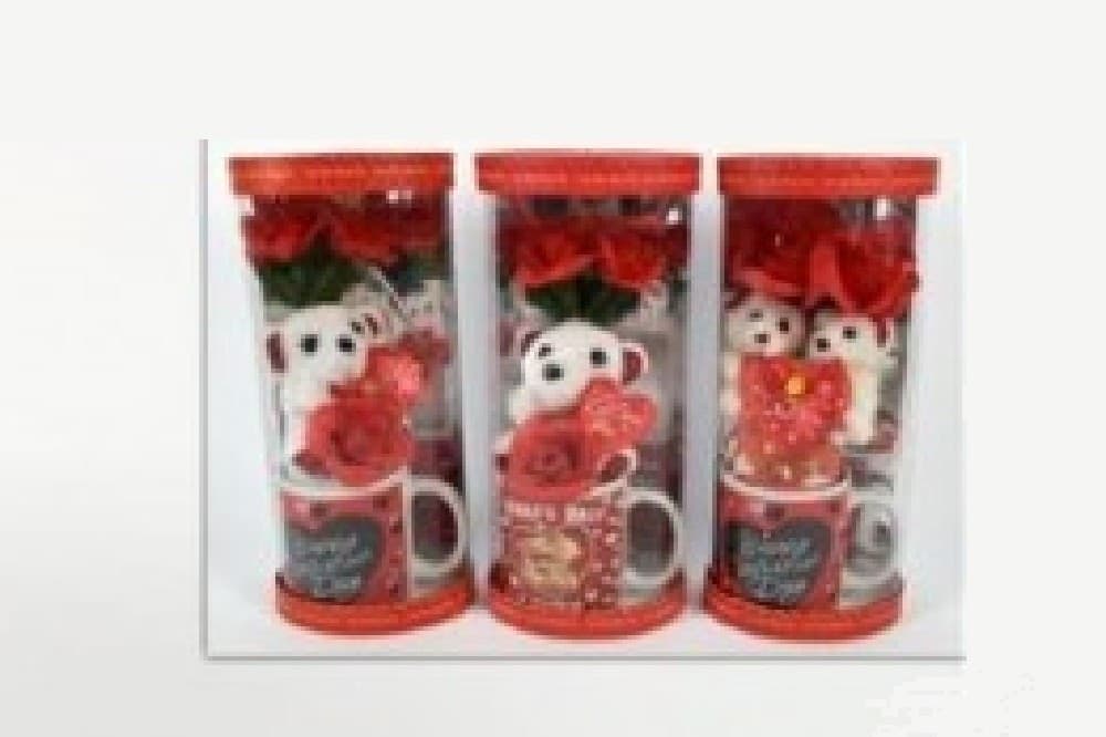 TAZZONE TAZZA CON ORSETTO FIORE IN BOX REGALO SAN VALENTINO 3 MODELLI ASSORTITI - 4