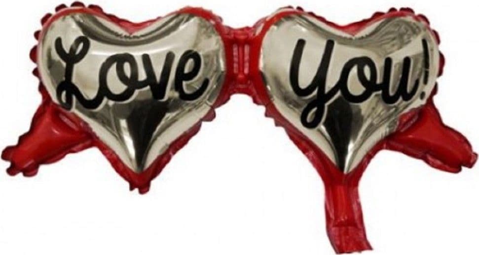 SET 3 PZ PALLONCINO 2 CUORI I LOVE YOU PALLONE BACCHETTA ADDOBBO SAN VALENTINO - 3