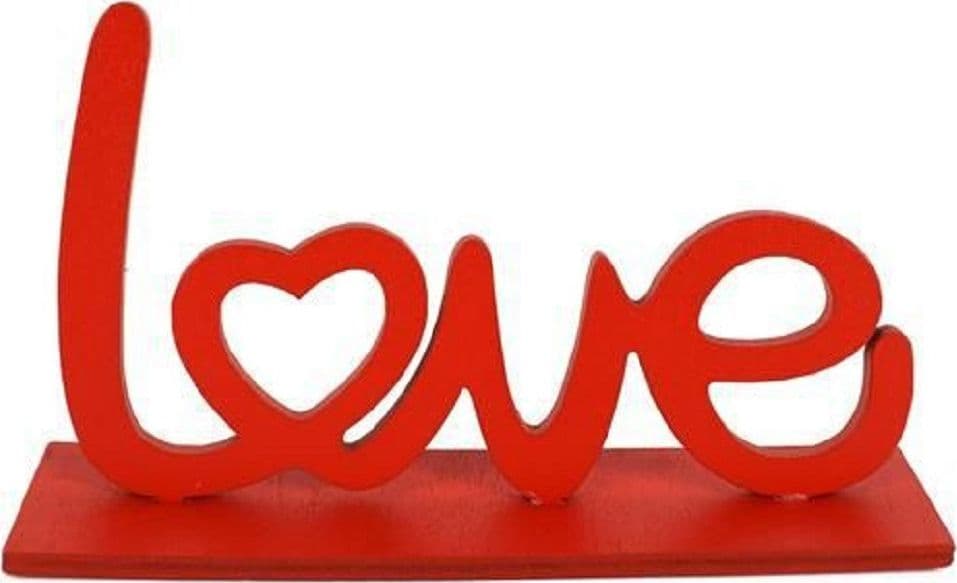 SET 2 PEZZI SCRITTA LEGNO LOVE 9,5 CM ROSSA DECORAZIONE REGALO PER SAN VALENTINO - 3