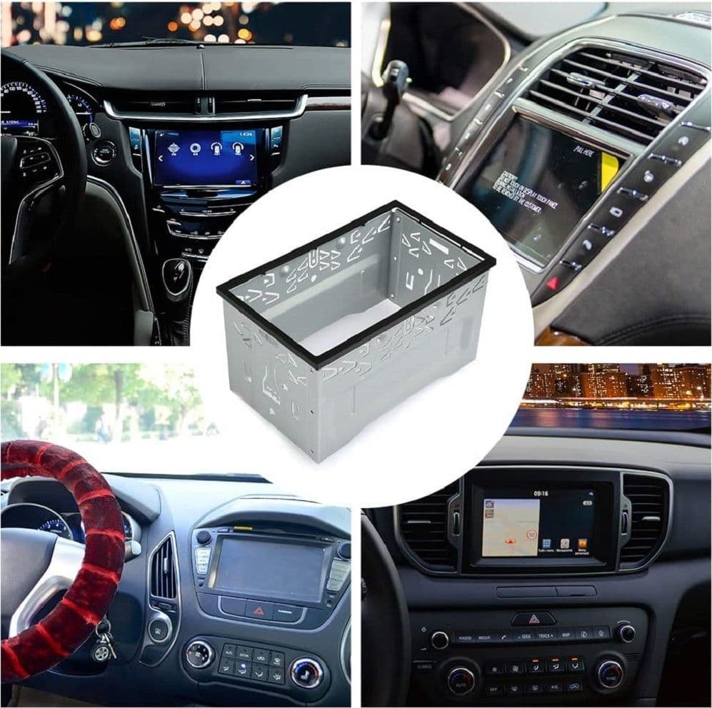 TELAIO MONTAGGIO PER AUTORADIO IN METALLO UNIVERSALE 2 DIN GPS LETTORE DVD AUTO - 5