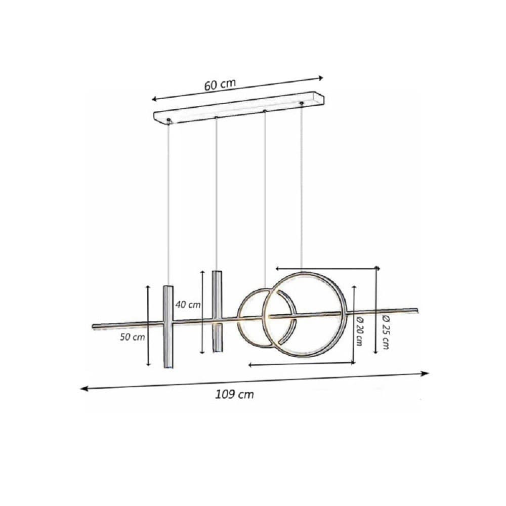 LAMPADARIO SOSPESO CON ANELLI PUNTO LUCE CILINDRI LUCE 6500K 4000K 3000K LP-42B - 7