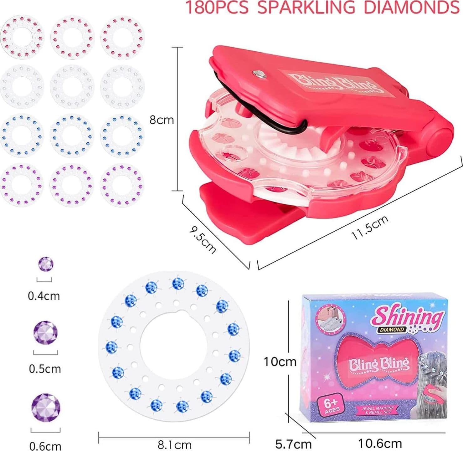 BLING BLING HAIR 180 GEMME PER CAPELLI MACCHINA STAMPA BRILLANTINI STRASS COLORI - 13