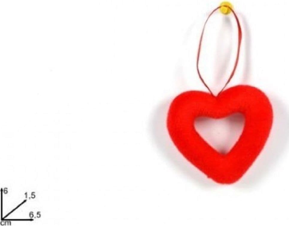 SET 6PZ APPENDINI A FORMA DI CUORI CUORE ROSSO 6CM IDEA REGALO PER SAN VALENTINO - 4