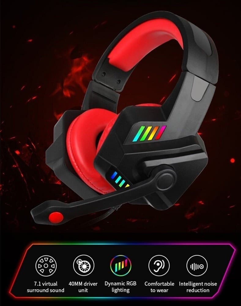 CUFFIE GAMING CON MICROFONO PER PC PS4 XBOX CONSOLE ILLUMINAZIONE LED RGB GM301 - 6