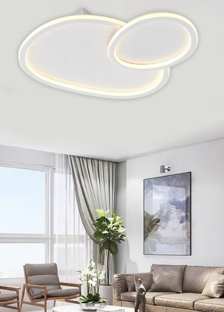 PLAFONIERA LED 2 OVALI A TRIPLA COLORAZIONE LUCE 45 W LAMPADA SOFFITTO PN-25-3C - 4
