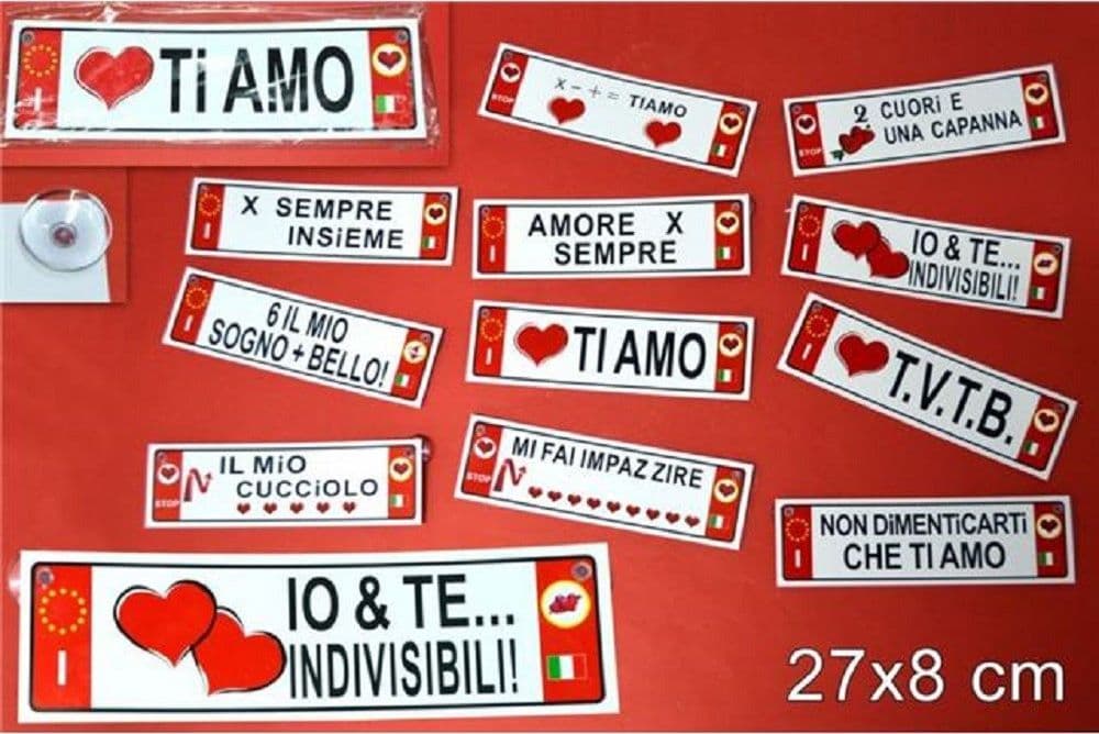 SET 2 PZ TARGA TARGHETTA ADESIVA IDEA REGALO SAN VALENTINO MOD. ASSORTITI 27X8CM - 4