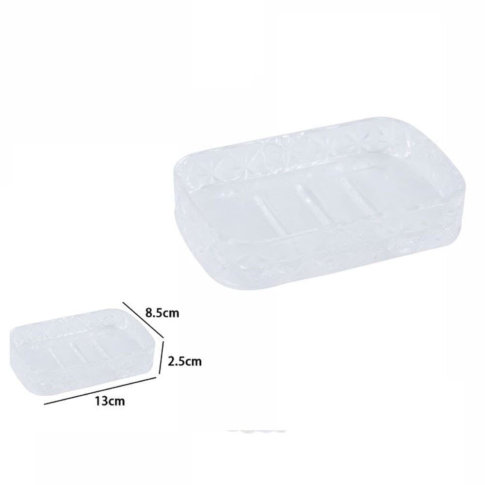 PORTA SAPONE IN VETRO RETTANGOLARE DA APPOGGIO BAGNO VASCA DOCCIA 8.5X13X2.5 CM - 3