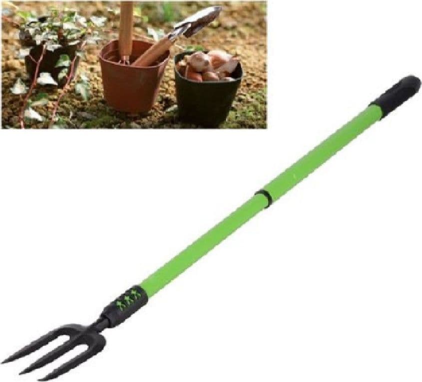 FORCHETTA FORCA A 3 DENTI MANICO ALLUNGABILE ATTREZZO DA GIARDINO 66.5-93CM 90072 - 2