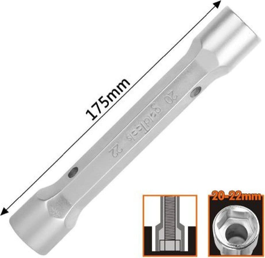 CHIAVE A BUSSOLA TUBO ESAGONALE DA 175 MM DOPPIE BOCCHE ESAGONALI 20-22 MM 97554 - 2