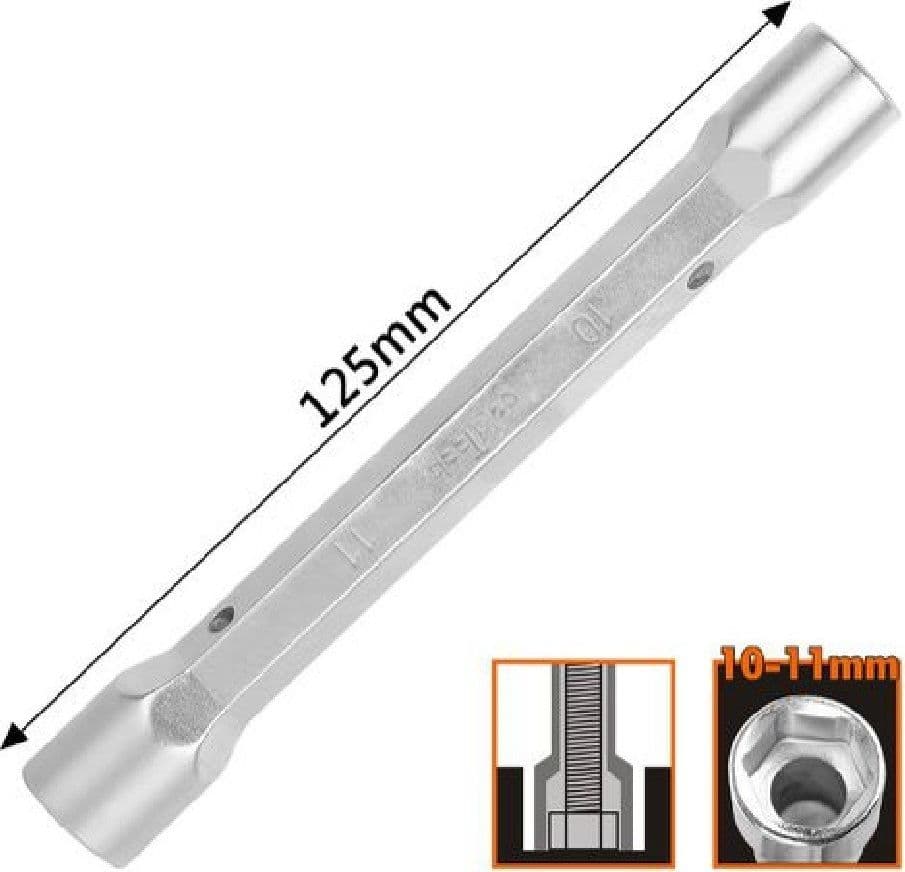 CHIAVE A BUSSOLA TUBO ESAGONALE DA 125 MM DOPPIE BOCCHE ESAGONALI 10-11 MM 97549 - 2
