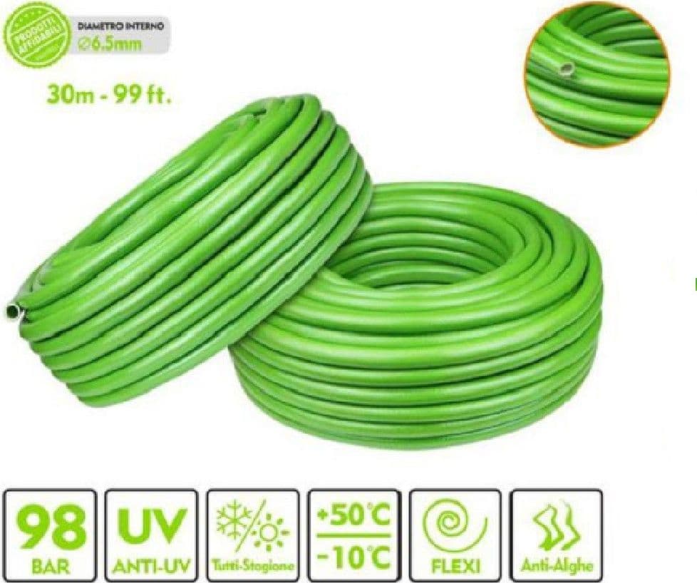 TUBO PER GIARDINO IRRIGAZIONE IN PVC VERDE POMPA ACQUA 30 MT 99 FT Ø 6.5MM 57514 - 2