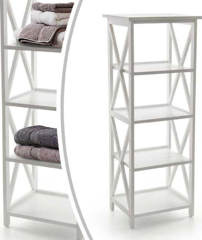 SCAFFALE MOBILE A 4 RIPIANI MENSOLE IN LEGNO COLORE BIANCO 40X33X104 CM 788253 - 2