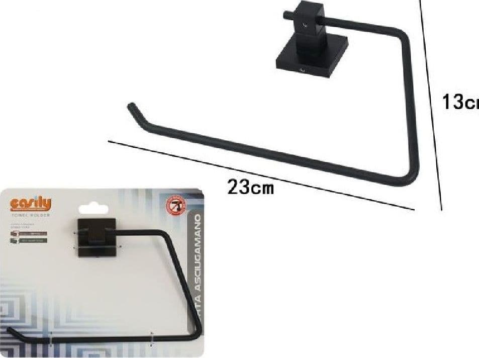 PORTA ROTOLO CARTA IGIENICA MURO PARETE DA BAGNO TOILETTE SUPPORTO ACCIAIO NERO - 2
