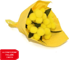 2PZ BOUQUET MINI MIMOSA ARTIFICIALE IDEA REGALO FESTA DELLA DONNA FIORI GIALLI - 2