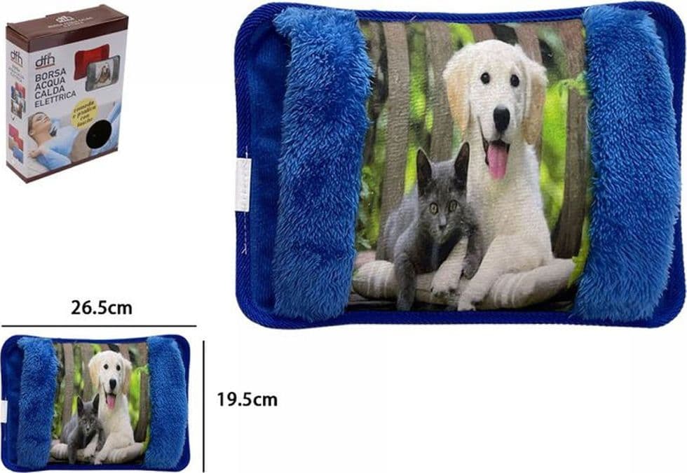 BORSA ACQUA CALDA ELETTRICA CUCCIOLO CON TASCA SCALDA MANI VARI COLORI FANTASIE - 2
