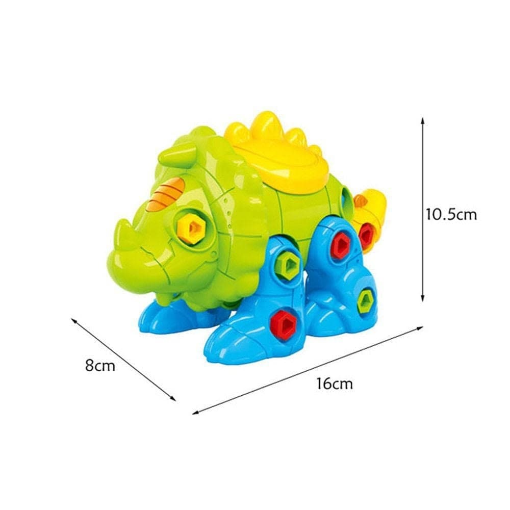 DINOSAURO TRICERATOPO SMONTA E RIMONTA CON N.2 ATTREZZI GIOCO EDUCATIVO BAMBINI - 3