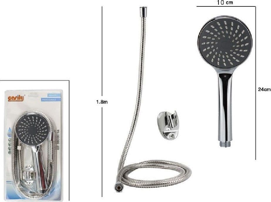KIT BAGNO DOCCETTA DOCCINO SOFFIONE DOCCIA CON LACCIO 1,8MT STAFFA 69104 ROTONDO - 2