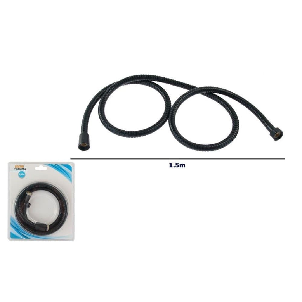 TUBO LACCIO FLESSIBILE DOCCIA DOCCETTA VASCA BAGNO 1.5 MT UNIVERSALE 87135 NERO - 2