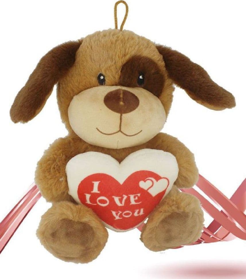 CANE PELUCHE CON CUORE SCRITTA "I LOVE YOU" 22CM CON LACCIO SAN VALENTINO 93697 - 3