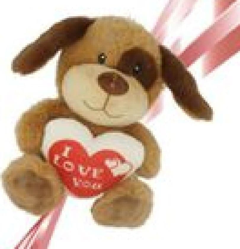 PELUCHE CANE CON CUORE SCRITTA "I LOVE YOU" 30CM IDEA REGALO SAN VALENTINO 93703 - 2