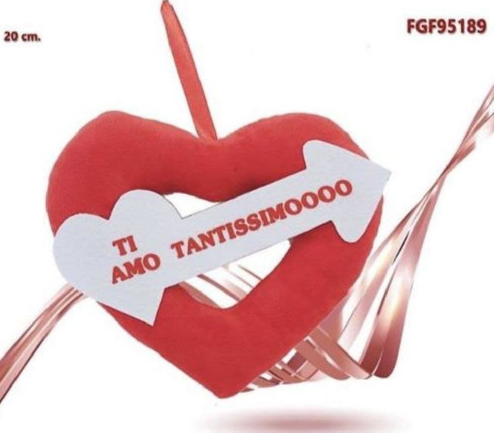 CUORE IN PELUCHE CON SCRITTA TI AMO TANTISSIMOOO 20CM REGALO SAN VALENTINO 95189 - 2