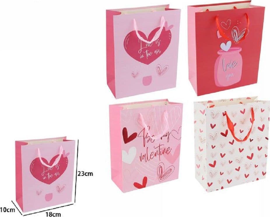 SET 6 BUSTE REGALO BORSA SACCHETTI SAN VALENTINO 18X23X10CM 69875 VARIE FANTASIE - 2
