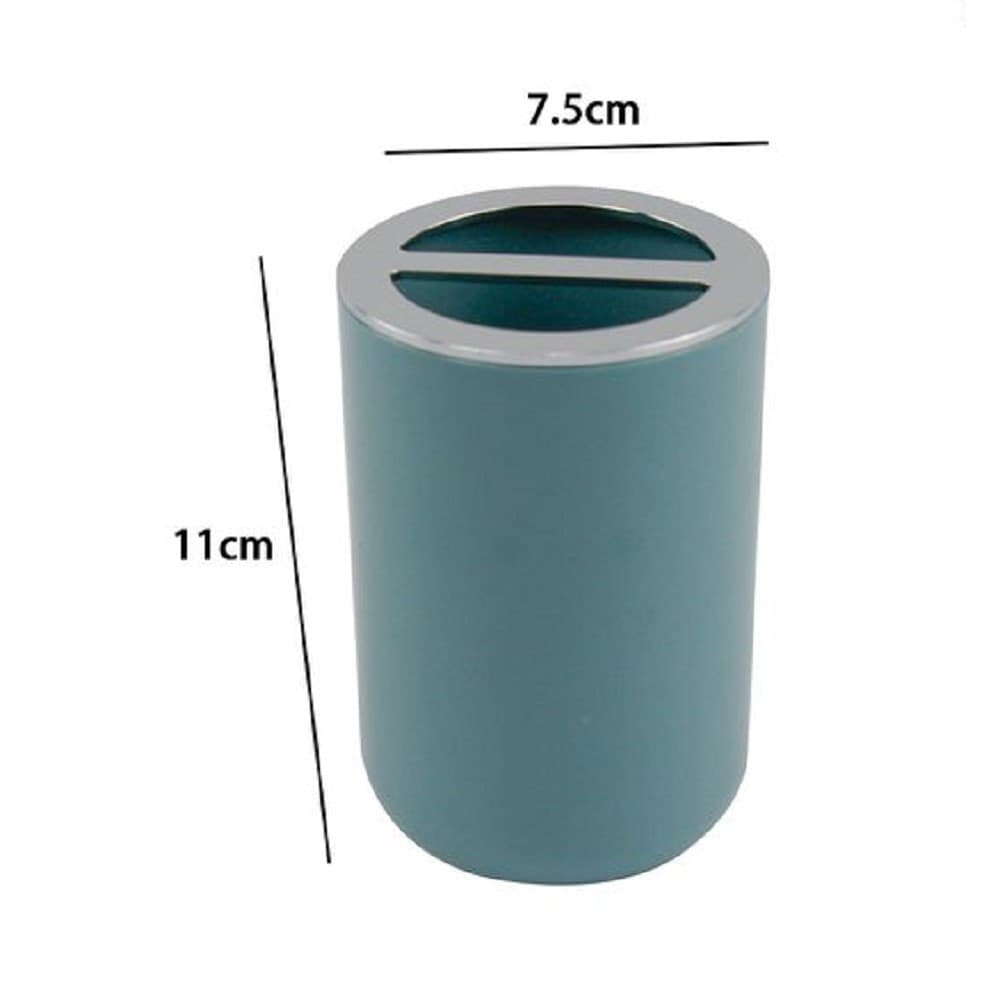 PORTA SPAZZOLINI BICCHIERE ACCESSORIO BAGNO 2 FORI VERDE PETROLIO SILVER 69474 - 2