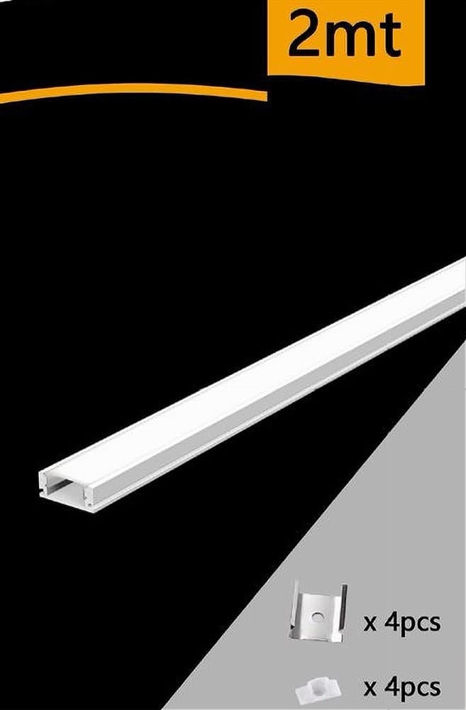PROFILO IN ALLUMINIO 2 MT INCASSO PER STRIP LED CON COPERTURA PLASTICA AL-03 - 3