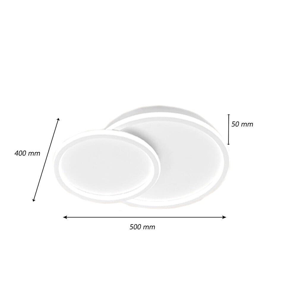 PLAFONIERA LED LAMPADARIO SOFFITTO DESIGN A 2 CERCHI BIANCO MODERNO 45W PN-26-3C - 4