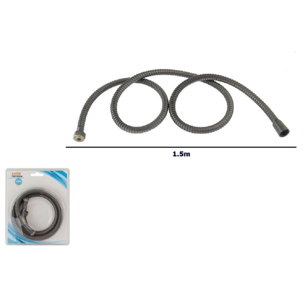 TUBO LACCIO FLESSIBILE DOCCIA DOCCETTA VASCA BAGNO 1.5MT UNIVERSALE 87136 GRIGIO - 2