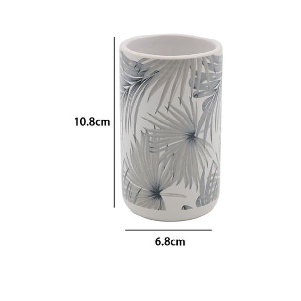 BICCHIERE PORTA SPAZZOLINO STAMPA TROPICALE ACCESSORIO BAGNO 6.8 X 10.8 CM 87064 - 2