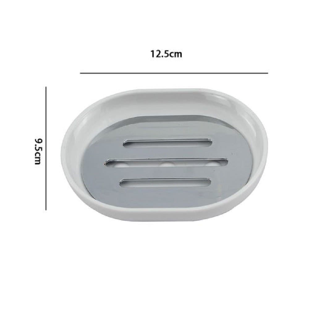 PIATTINO PORTA SAPONE SAPONETTA BIANCO SILVER ACCESSORI BAGNO 12.5X9.5 CM 69464 - 2