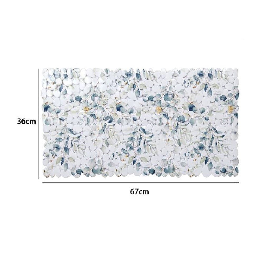 TAPPETO TAPPETINO PVC FIORI FOGLIE ANTISCIVOLO VASCA BAGNO DOCCIA 67X36CM 87059 - 2