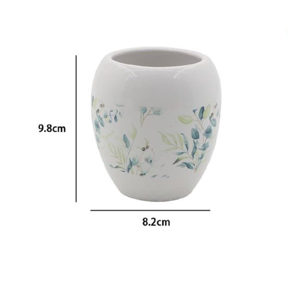 BICCHIERE PORTASPAZZOLINO SPAZZOLINI DECORATO FIORI FOGLIE ACCESSORI BAGNO 87050 - 2