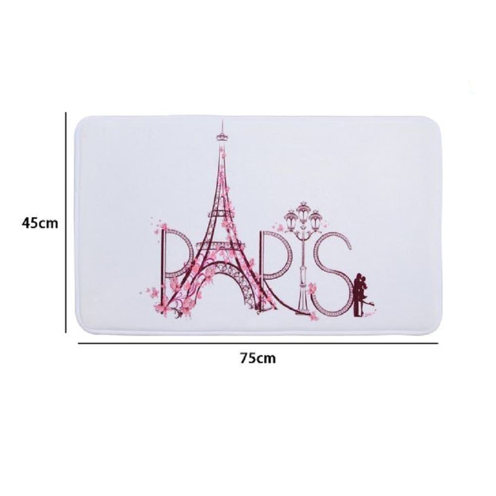 TAPPETO TAPPETINO PER ARREDO DA BAGNO 45 X 75CM CON FANTASIA SCRITTA PARIS 87046 - 2