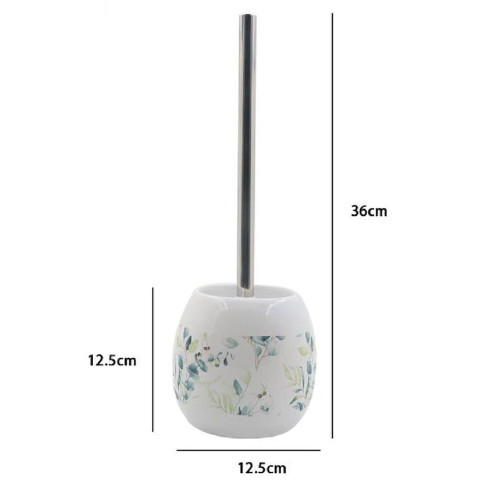 PORTA SCOPINO BIANCO DECORATO FIORI FOGLIE PORTASCOPINO ACCESSORI BAGNO 87052 - 2