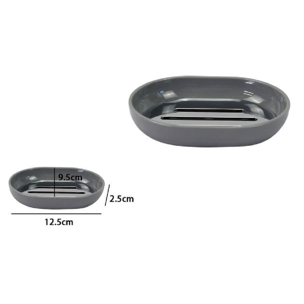 PIATTINO PORTA SAPONE SAPONETTA GRIGIO SILVER ACCESSORI BAGNO 12.5X9.5 CM 79895 - 2