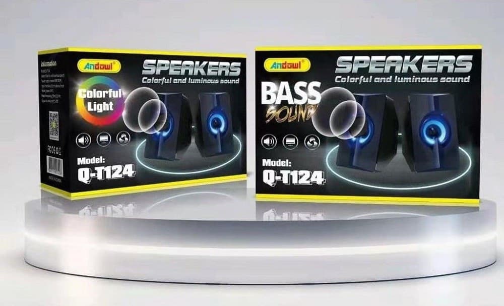SET MINI ALTOPARLANTI SPEAKERS PER BASSO PER COMPUTER LUCI LED COLORATE Q-T124 - 3