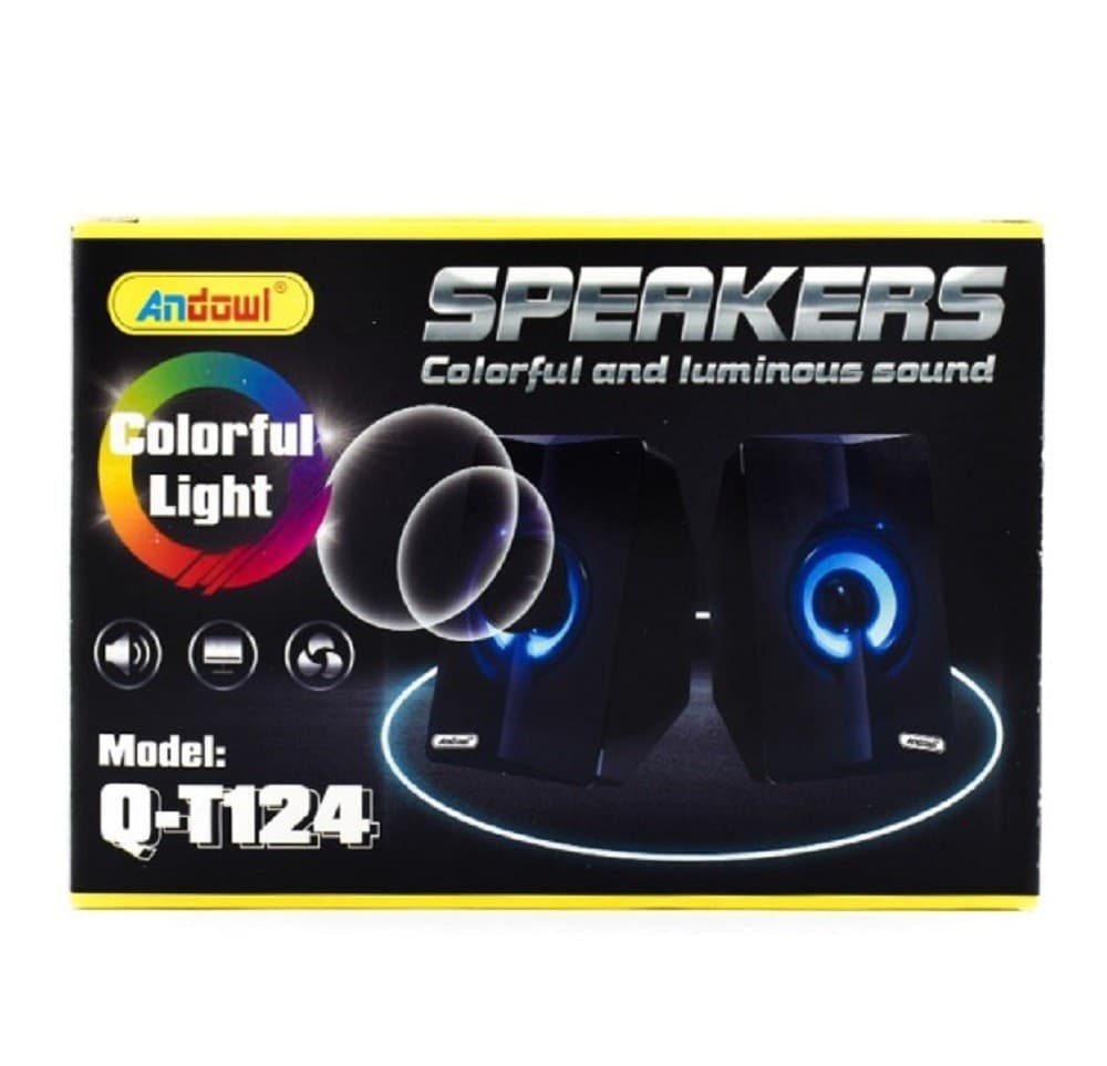SET MINI ALTOPARLANTI SPEAKERS PER BASSO PER COMPUTER LUCI LED COLORATE Q-T124 - 7