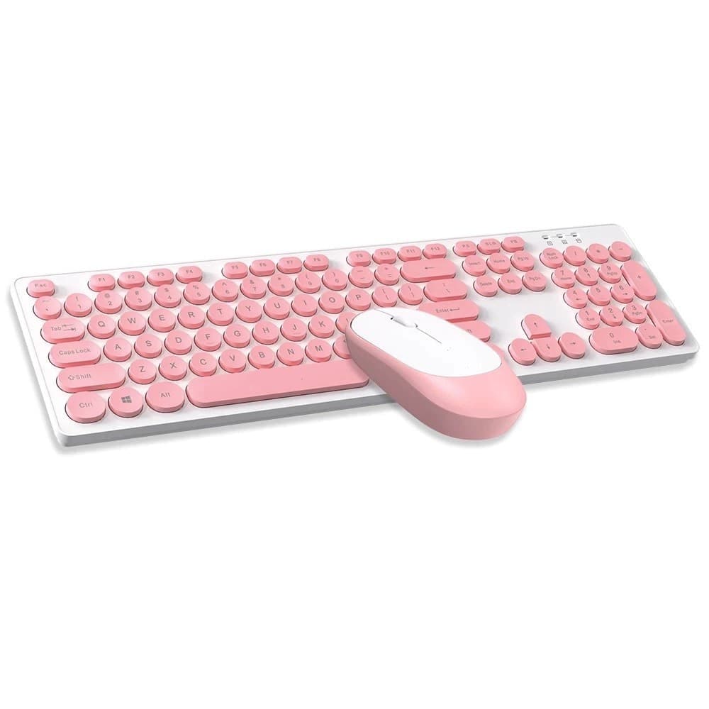 SET TASTIERA MOUSE SENZA FILI 2.4G COMBO RETRO KEYCAP ROTONDO PC LAPTOP TF770 - 2