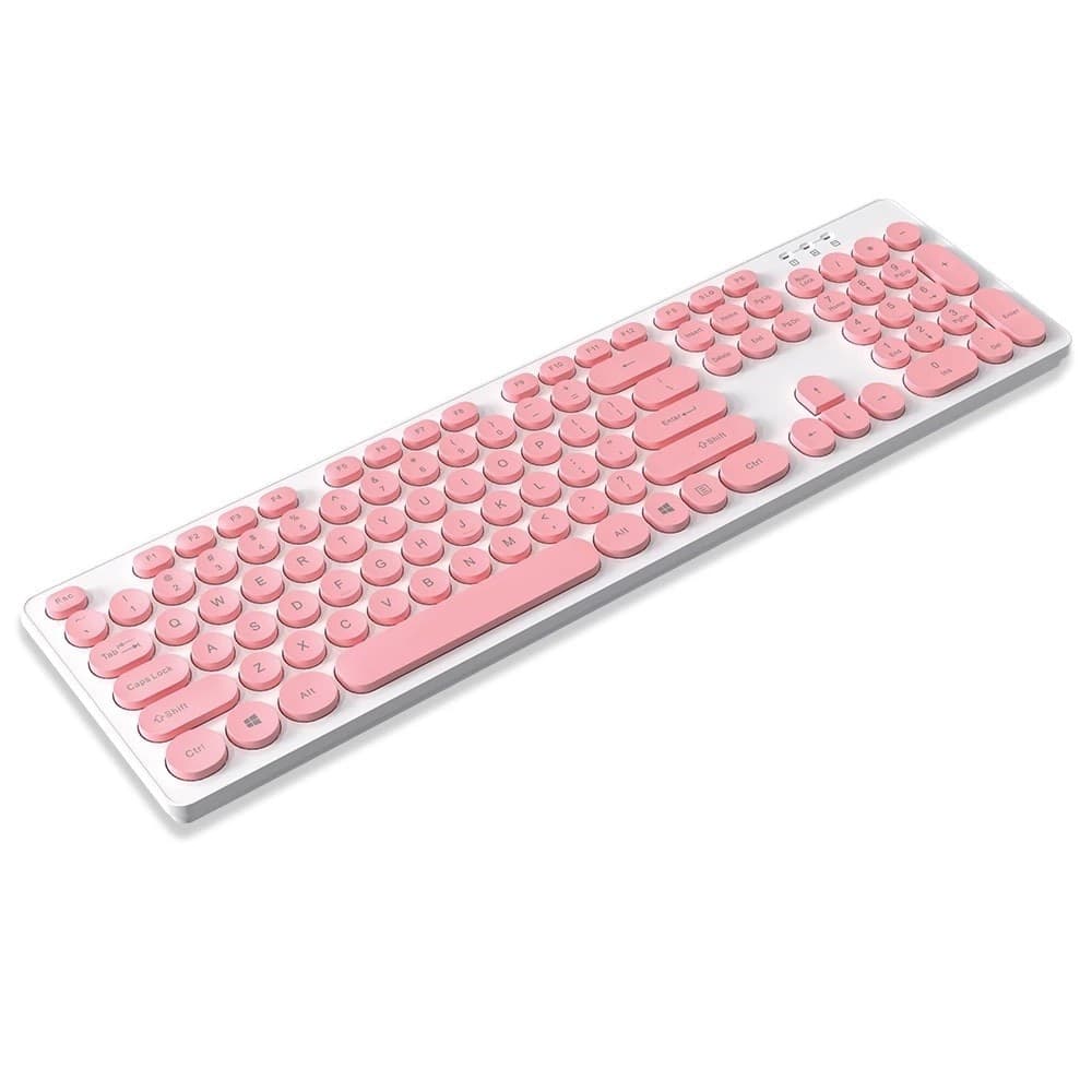 SET TASTIERA MOUSE SENZA FILI 2.4G COMBO RETRO KEYCAP ROTONDO PC LAPTOP TF770 - 3