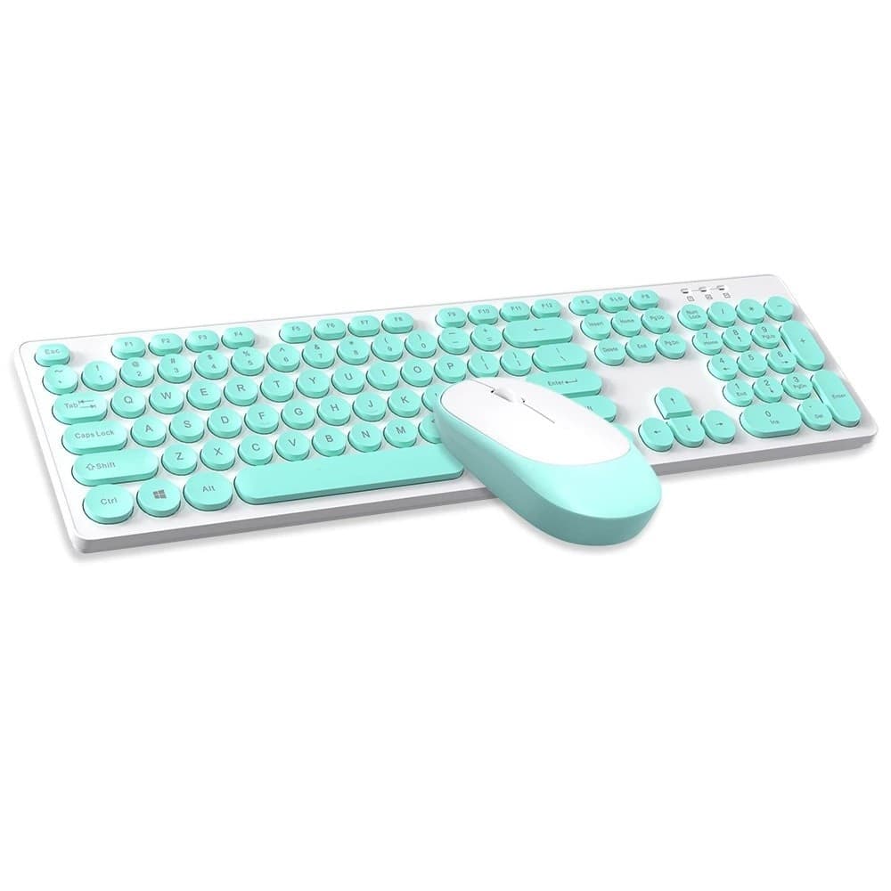 SET TASTIERA MOUSE SENZA FILI 2.4G COMBO RETRO KEYCAP ROTONDO PC LAPTOP TF770 - 7