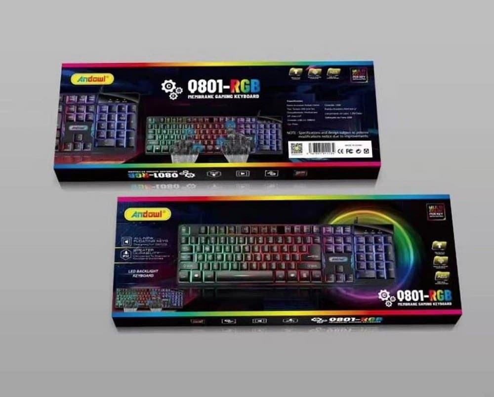 TASTIERA DA GIOCO CABLATA RETROILLUMINATA A LED MULTICOLORE ERGONOMICA Q801-RGB - 6